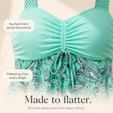 Marelle – Skirted Swim Dress with Built-In Shorts, Ruched Tummy Control
