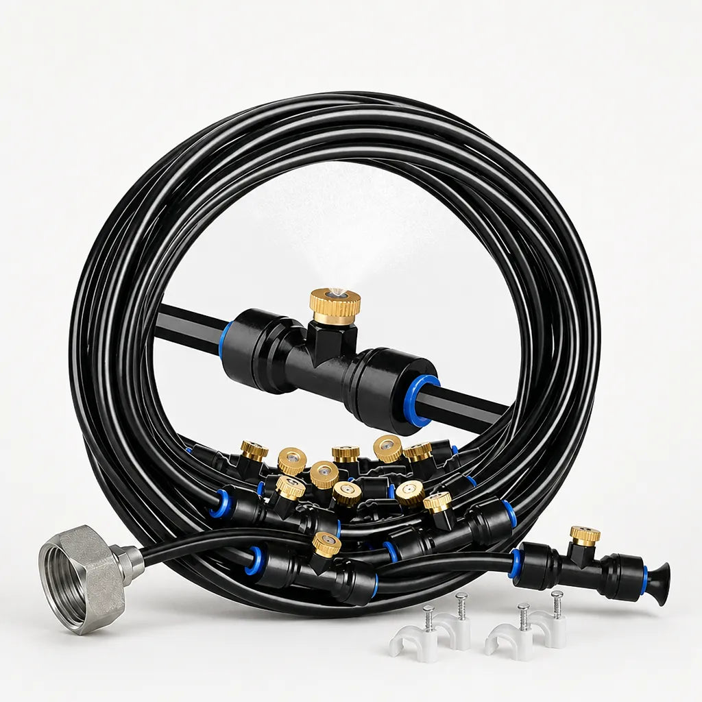 Mistara – Outdoor Patio Misting Cooling System with Brass Nozzles, 33ft