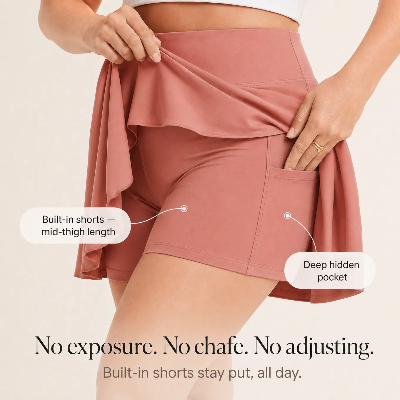 Movella – Plus Size Tennis Skort with Built-in Shorts and Pockets