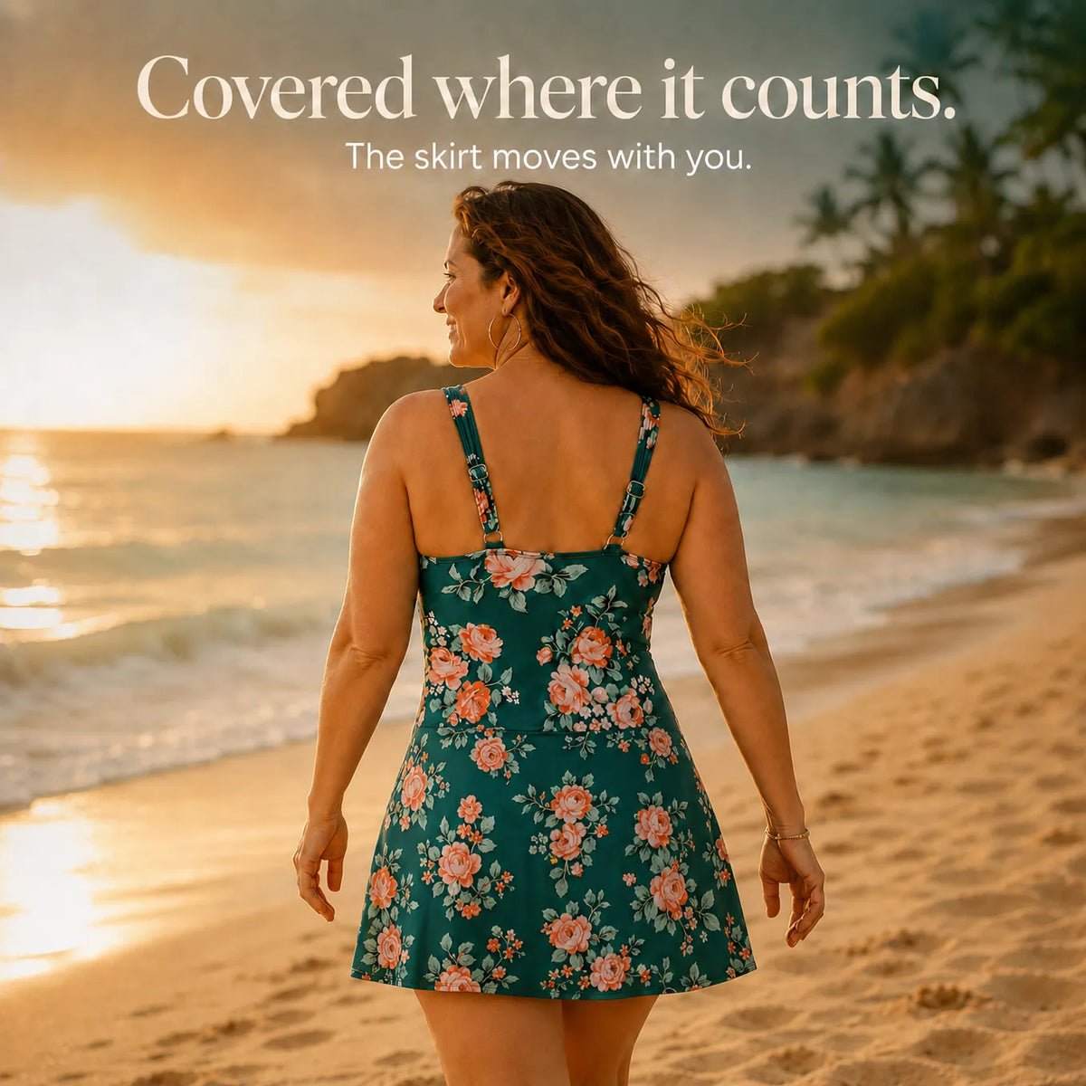 Marelle – Skirted Tummy Control One Piece Swimsuit for Women, Floral Swimdress with Side Tie