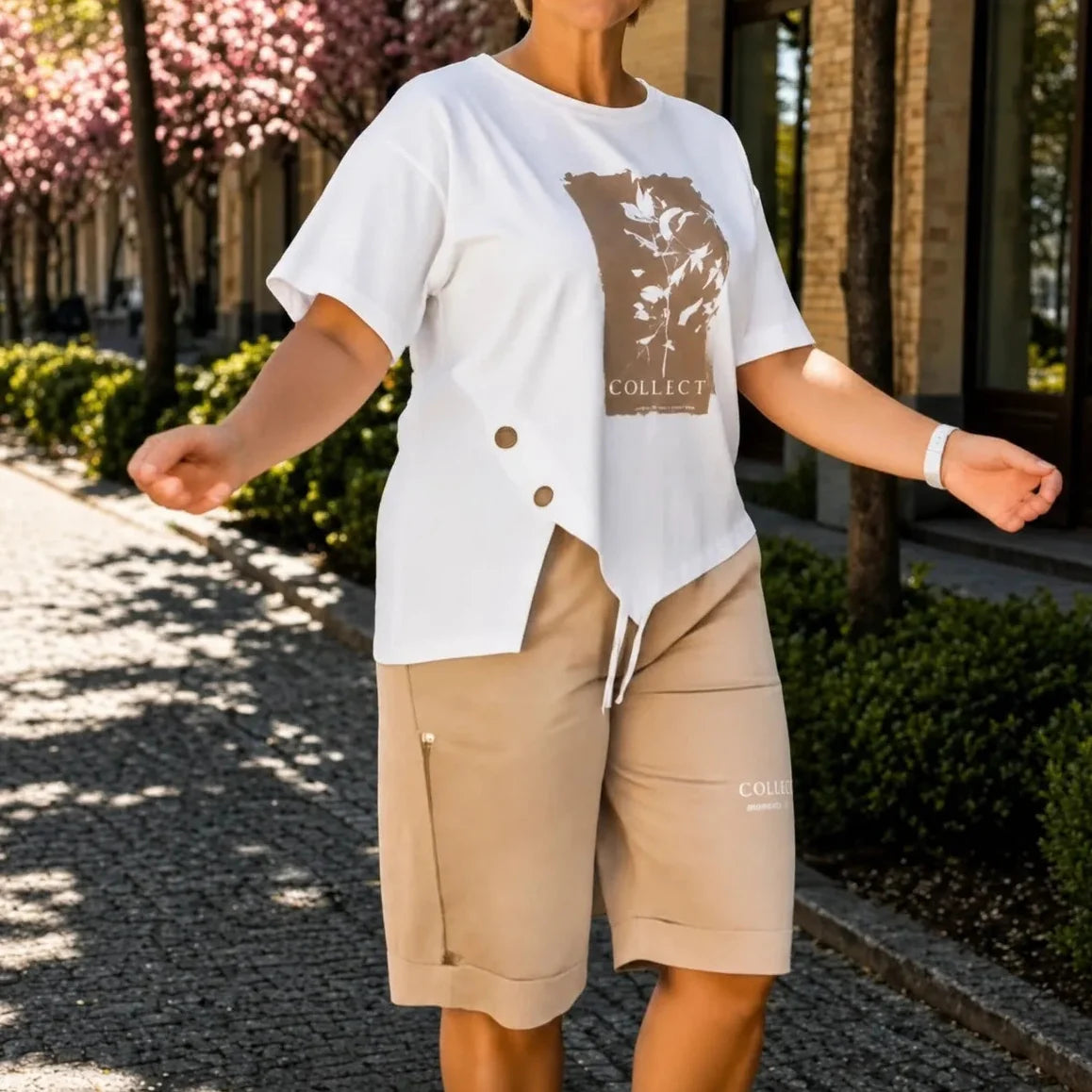 Sunlora – Women's Graphic Tee and Bermuda Shorts Set
