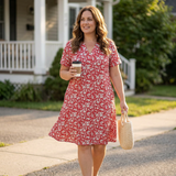 Veluna – Women's V-Neck Floral Dress with Pockets