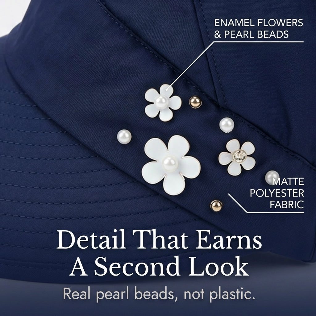 Solwen – Wide Brim Sun Visor with Ponytail Opening