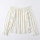 Veluna - Off-Shoulder Lace Blouse with Bell Sleeves