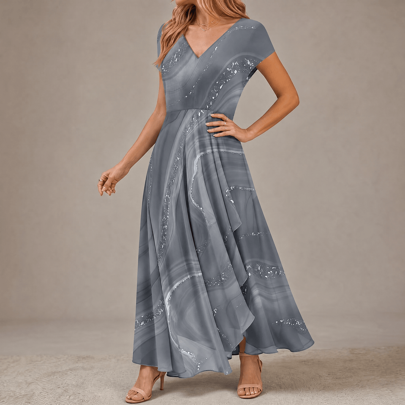 Osyla – Women's Flowing Marbled Midi Dress