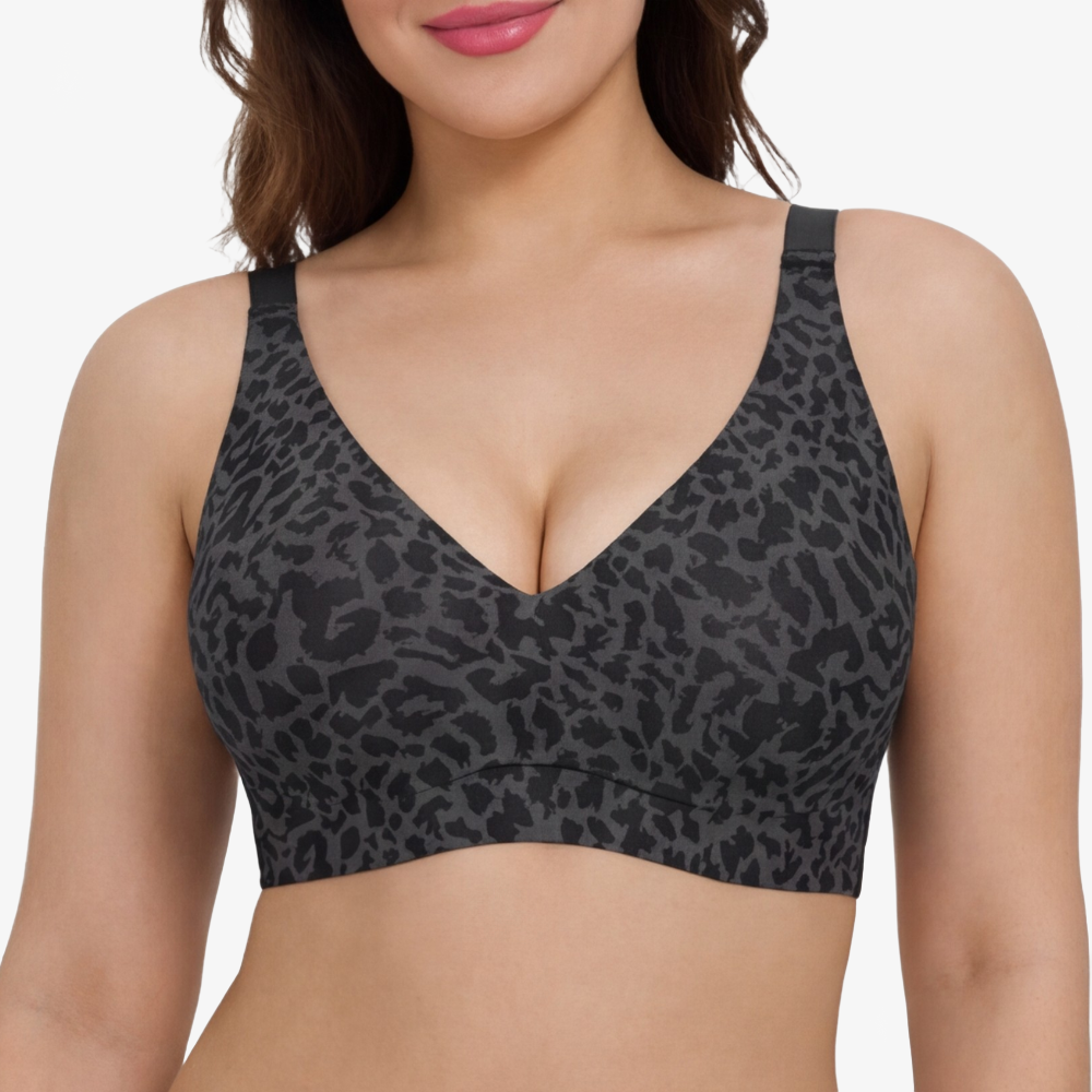 Veluna – Wireless Leopard V Neck Contour Bra
