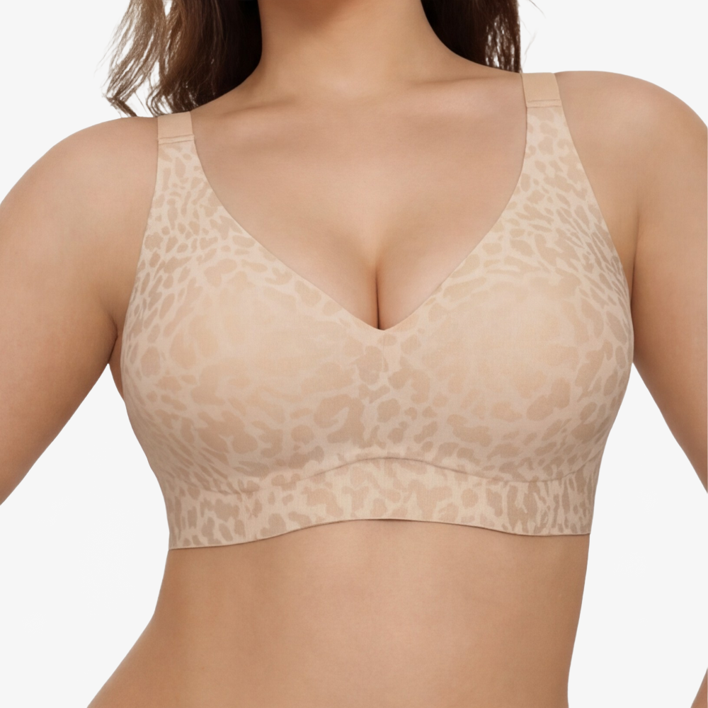 Veluna – Wireless Leopard V Neck Contour Bra