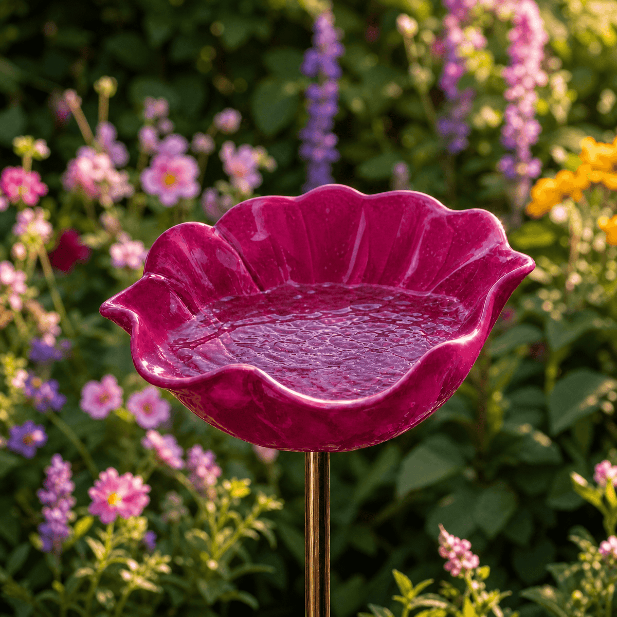 PetalHaven – Hand-Formed Poppy Bird Bath Garden Stake