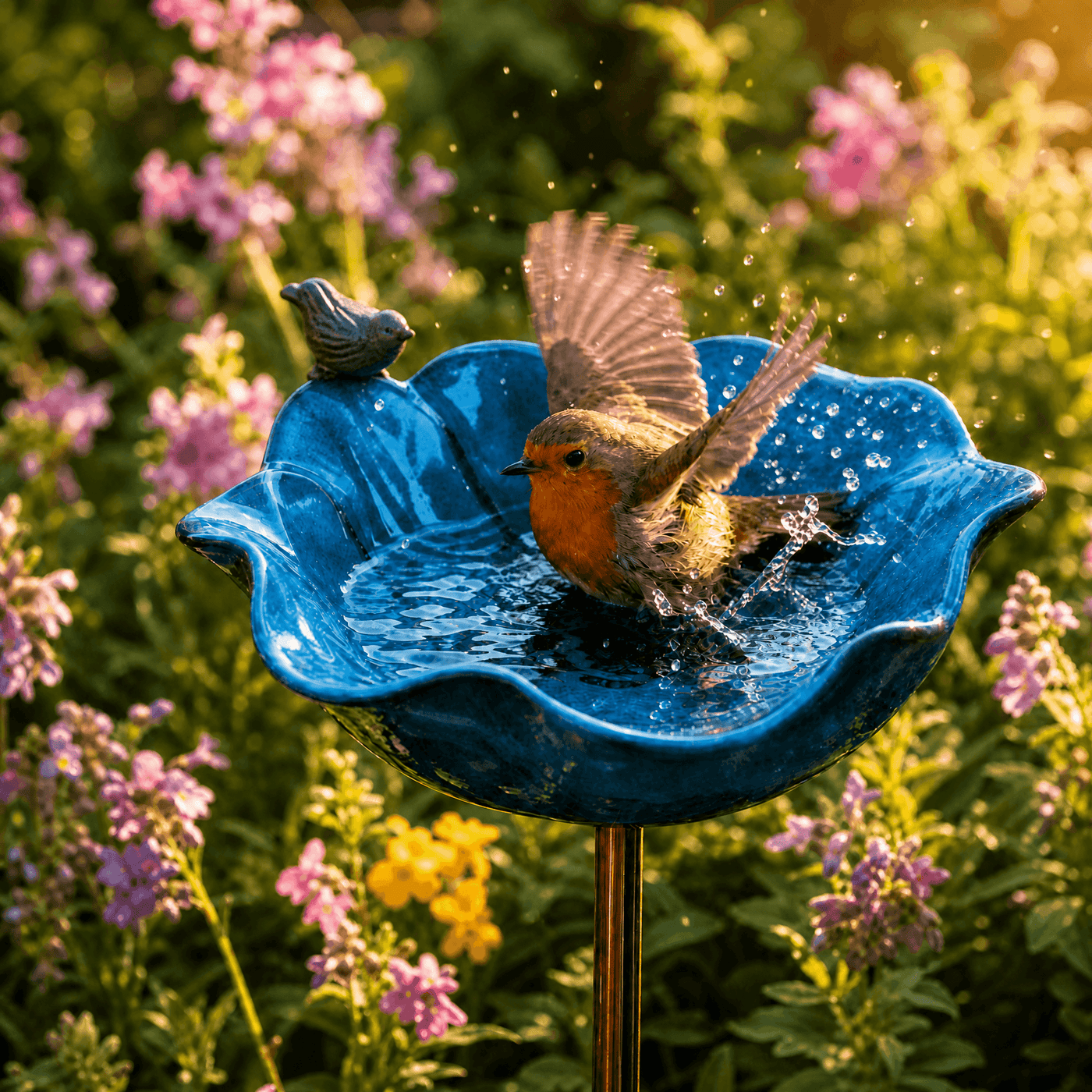 PetalHaven – Hand-Formed Poppy Bird Bath Garden Stake