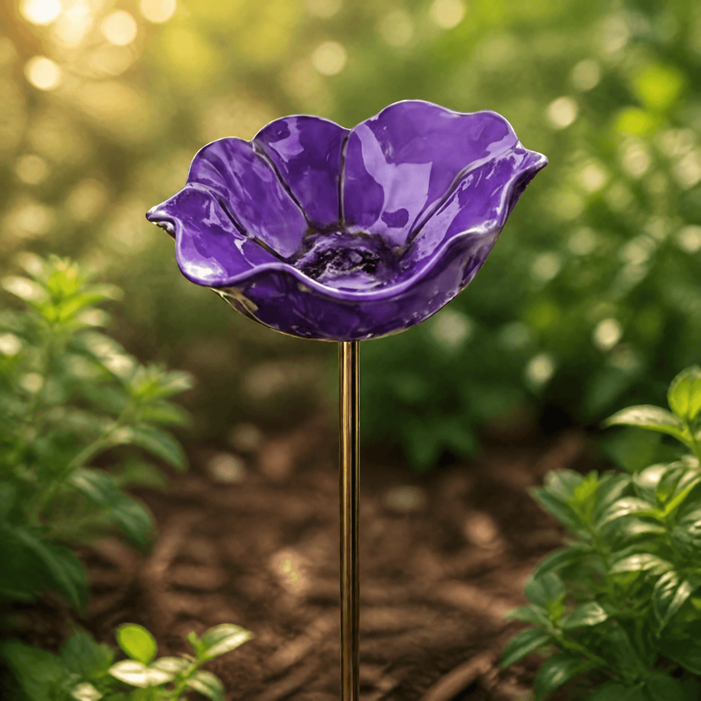 Petalune – Handcrafted Flower Bird Bath Garden Stake