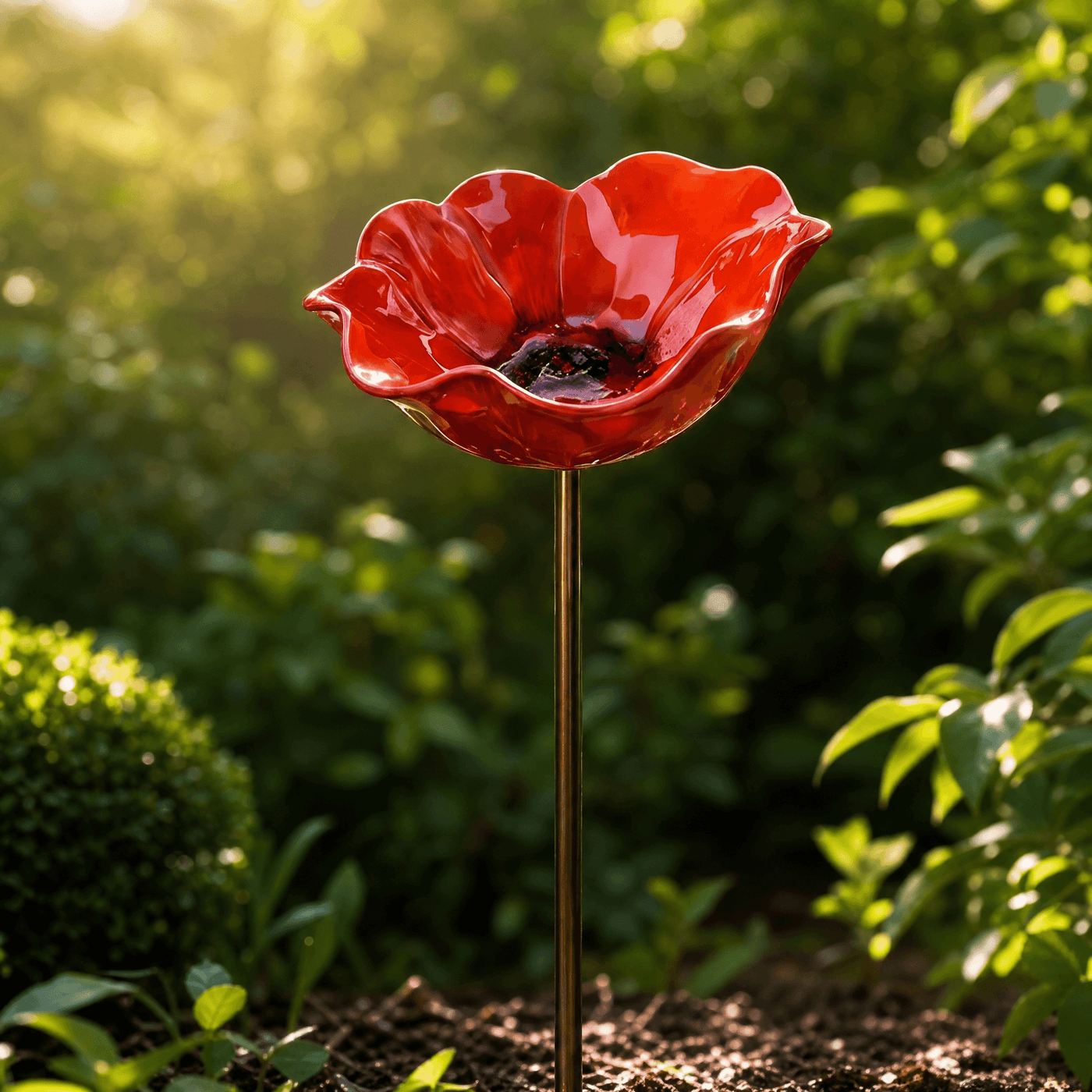 Petalune – Handcrafted Flower Bird Bath Garden Stake