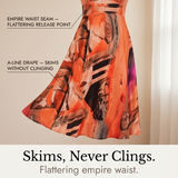 Phaeline – Women's Printed Midi Dress with Attached Cardigan