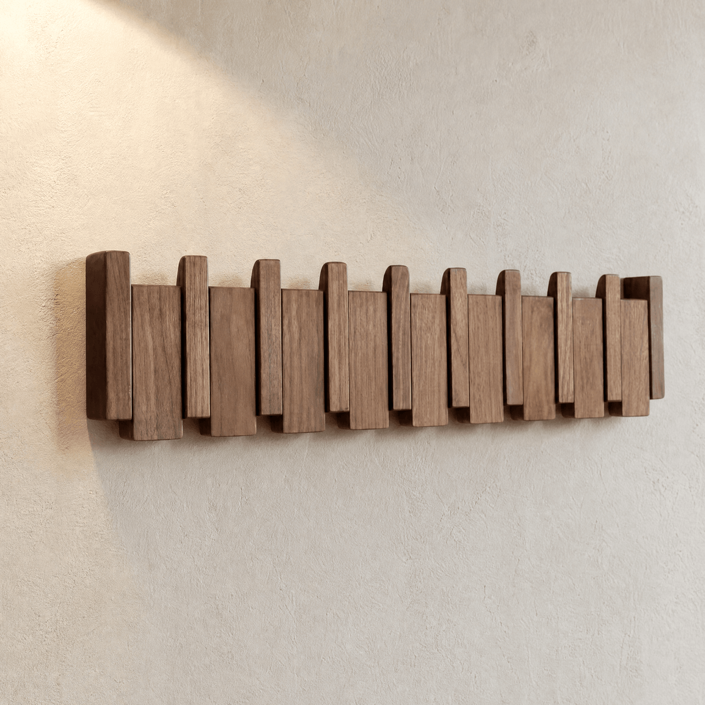 Pianello – Contoured Wood Wall Hanger with Fold-Down Hooks