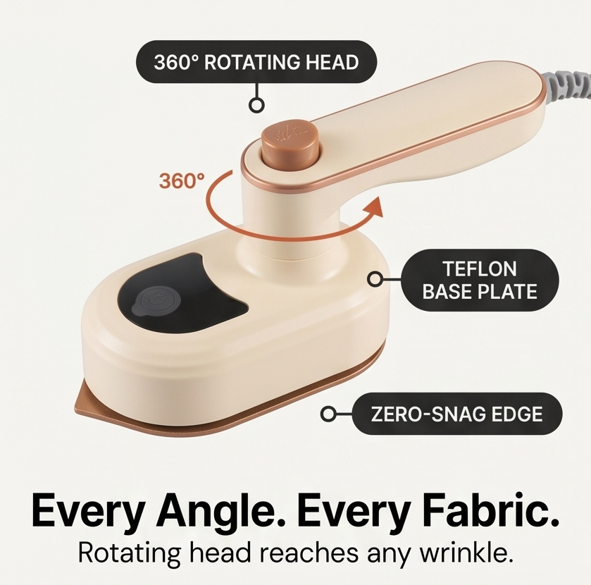 Steamly – Portable Rotating Steam Iron for Travel