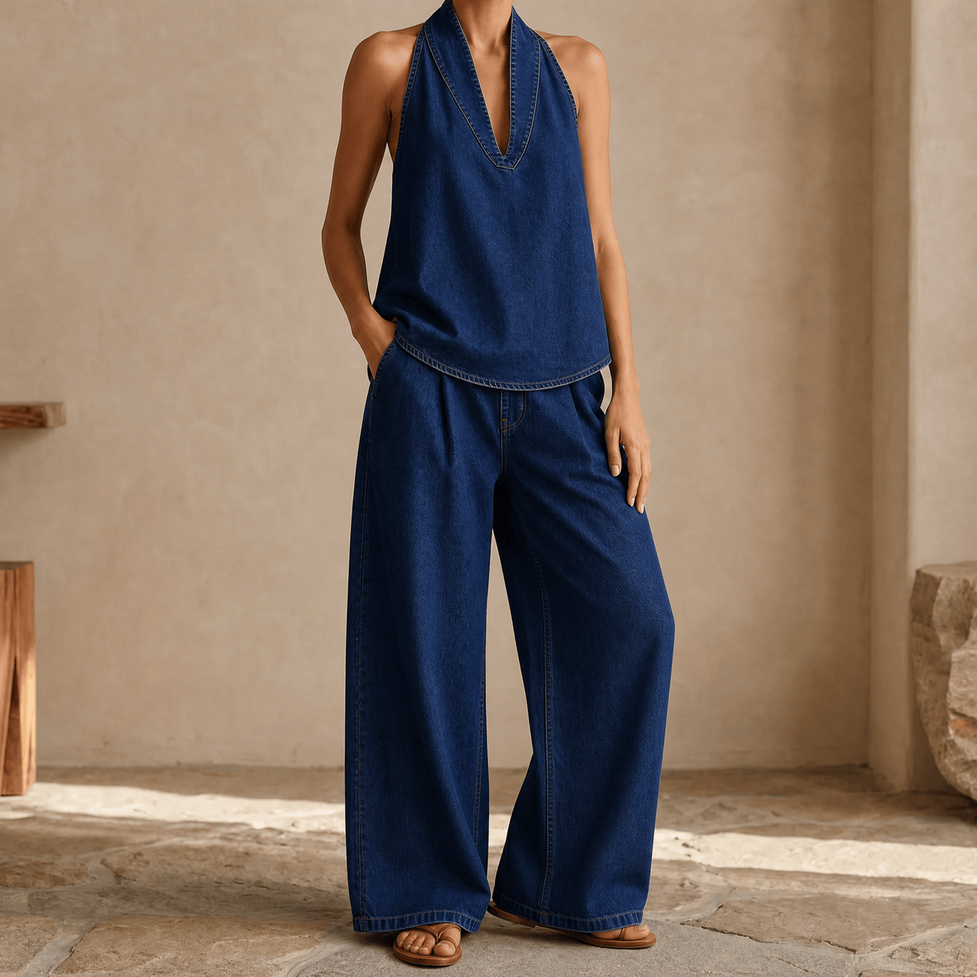 Rivella – Washed Denim Two Piece Summer Set