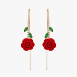Roselyn – Romantic Rose and Emerald Earrings