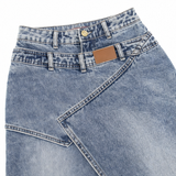 Saviera – Asymmetric Layered Denim Maxi Skirt with High Front Slit