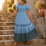Selaris – Women's Smocked Puff Sleeve Maxi Dress