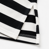 Sereva – Striped Drawstring Waist Midi Dress with Side Slit