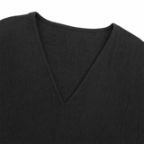 Sereva – Women's Relaxed V-Neck Linnen Blouse with Three-Quarter Sleeves and Curved Hem