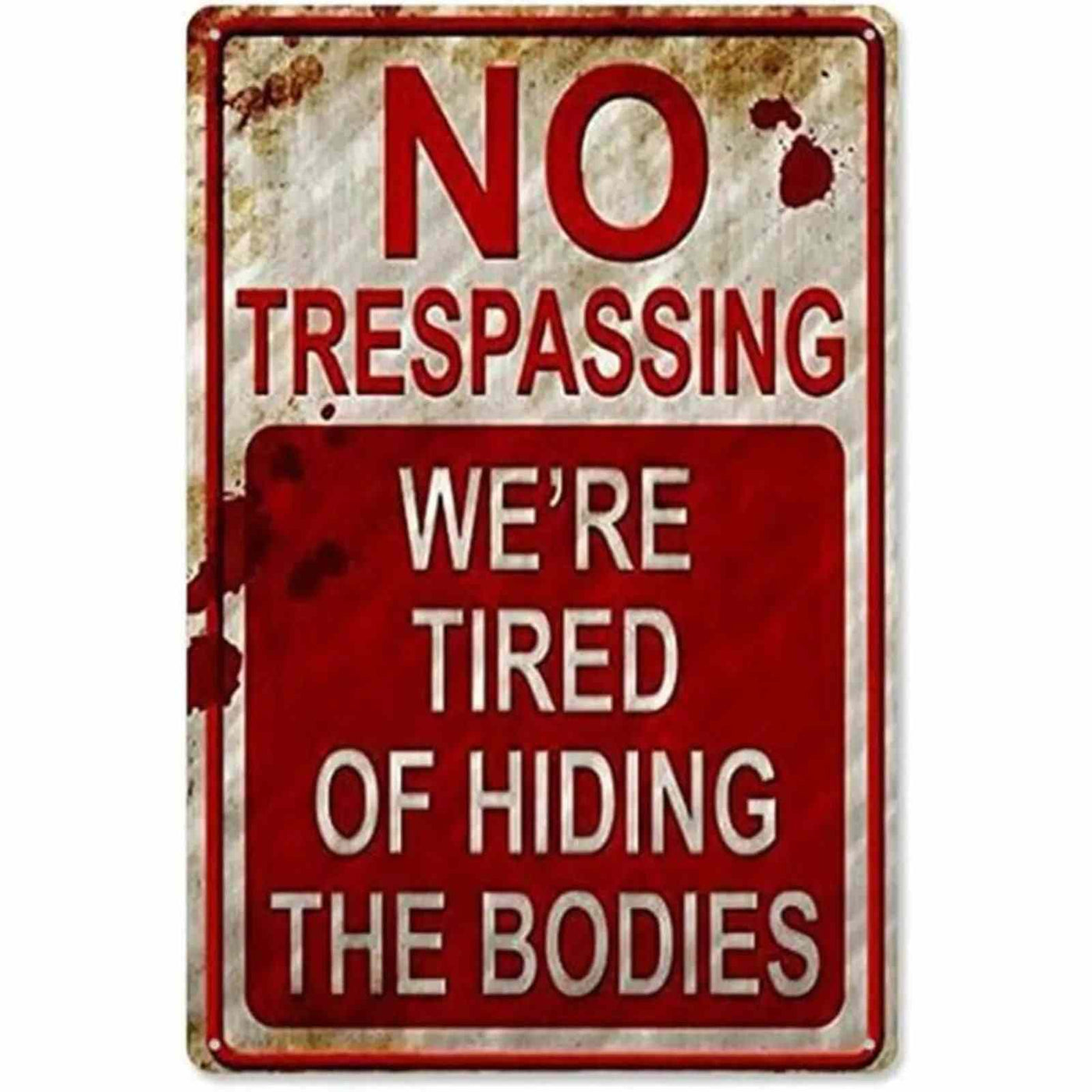 Hollerwood – Rustic No Trespassing Tin Sign for Porch Garage Garden