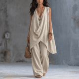Marenza – Women's Draped Linen Two-Piece Set