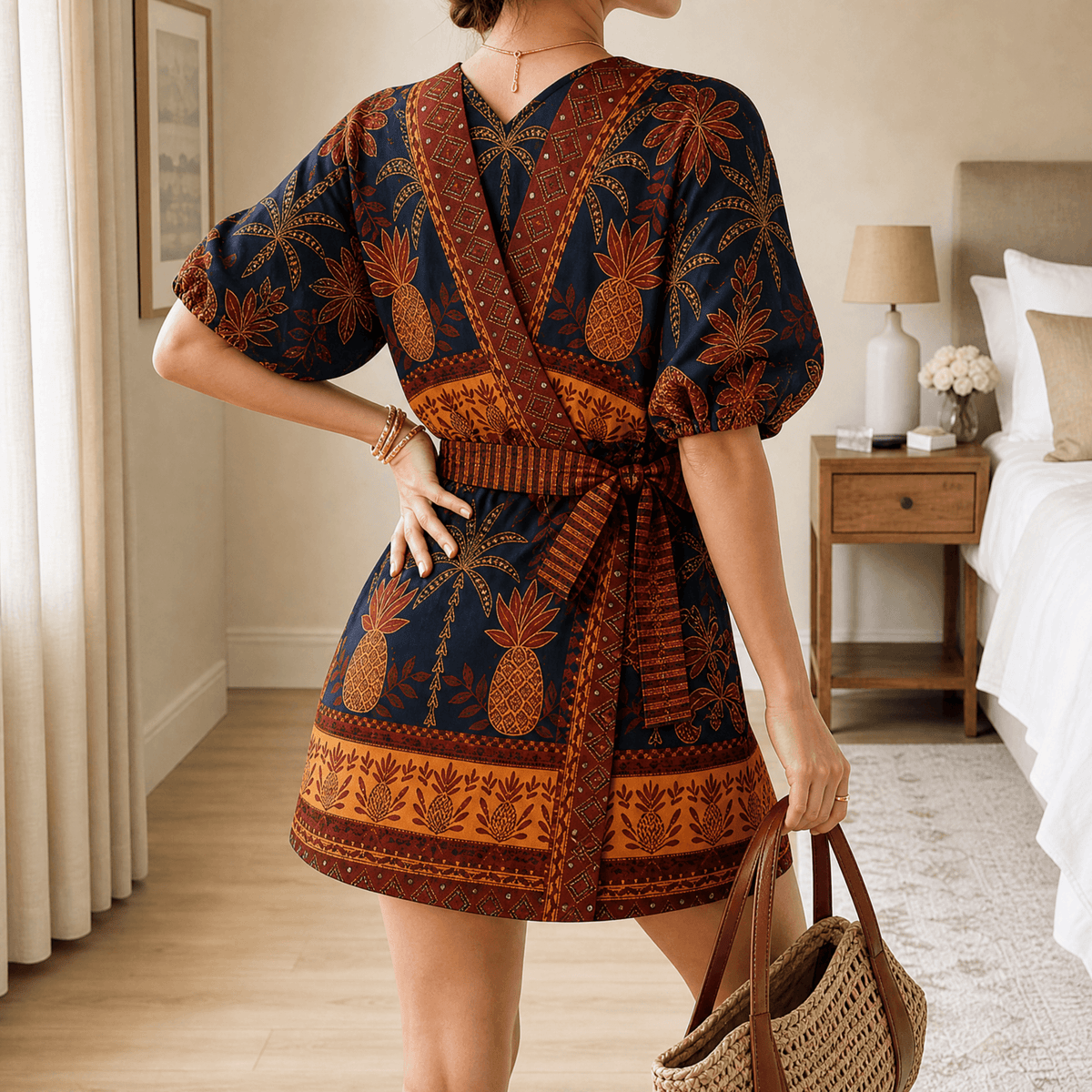 Shellini – Women's Coastal Shell Print Wrap Romper