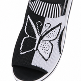 Sockela – Butterfly Knit Platform Peep Toe Sandals for Women