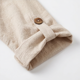 Soléma – Flowy V-Neck Midi Dress with Wooden Buttons