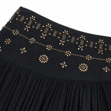 Soléra – High Waist A-Line Boho Maxi Skirt for Women