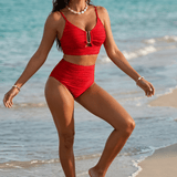 Solaia – Women's Sculpted Textured High Waist Bikini Set