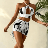 Solaia – Women's three piece bikini set with cover-up skirt