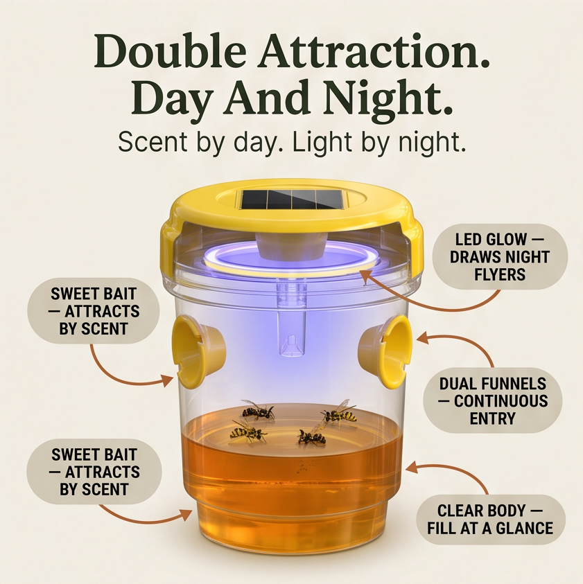 Waspora – Solar Wasp Trap with LED (2-Pack)