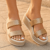 Solara – Braided Platform Wedge Slides