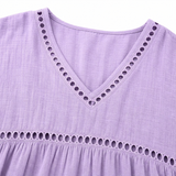 Solavie – Boho V-Neck Fringe Trim Tunic Top for Women