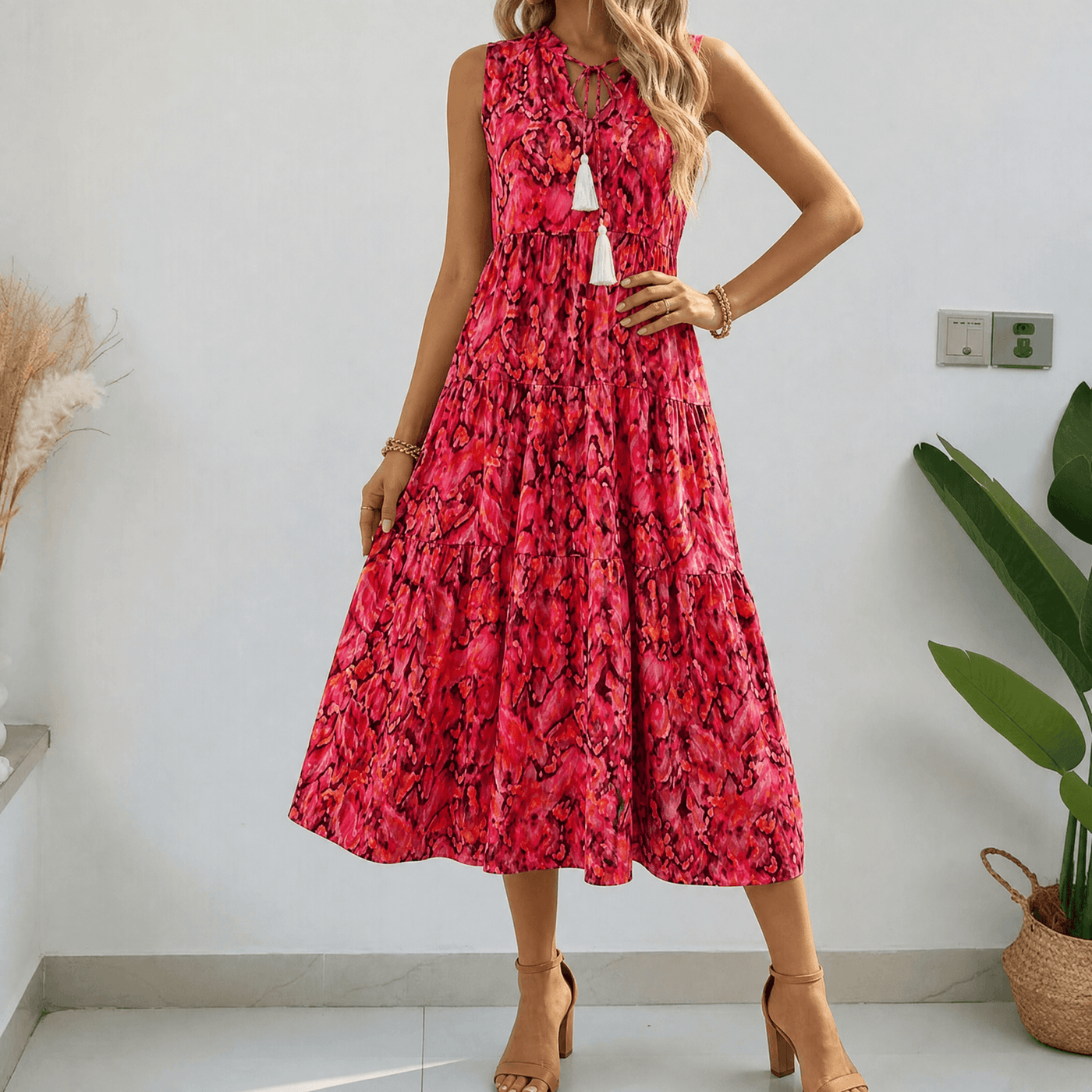 Soleia – Women's Tiered Boho Midi Dress
