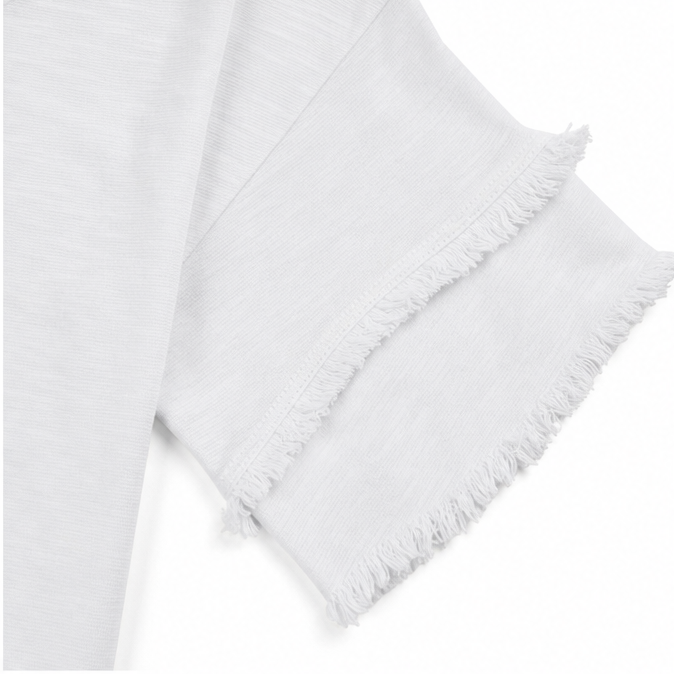 Solendra – Loose V-Neck Fringe Top for Women, Frayed Edge Summer Blouse