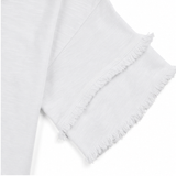 Solendra – Loose V-Neck Fringe Top for Women, Frayed Edge Summer Blouse