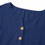 Solene – Relaxed V-Neck Blouse with Wood-like Buttons for Women