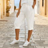 Solenna – Cotton-Linen Drawstring Capri