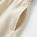 Solenne – Women's Breathable Cotton Linen Lace Midi Dress