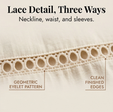 Solenne – Women's Breathable Cotton Linen Lace Midi Dress