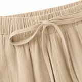 Solenne – Women's Wide Leg Drawstring Pants with Floral Cutwork Hem
