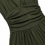 Solenya – Deep V Ruched Waist Sleeveless Romper