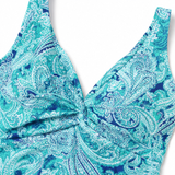 Solenya – Twist-Front Tummy Control One Piece Swimsuit with V-Neck for Women