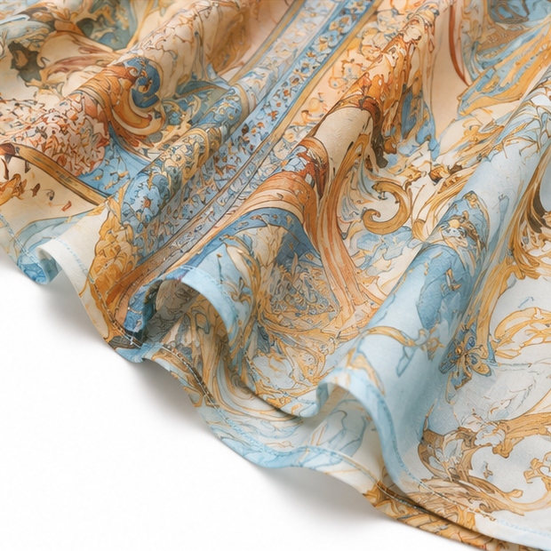 Solmare – Mediterranean Baroque Print Chemisier Maxi Dress