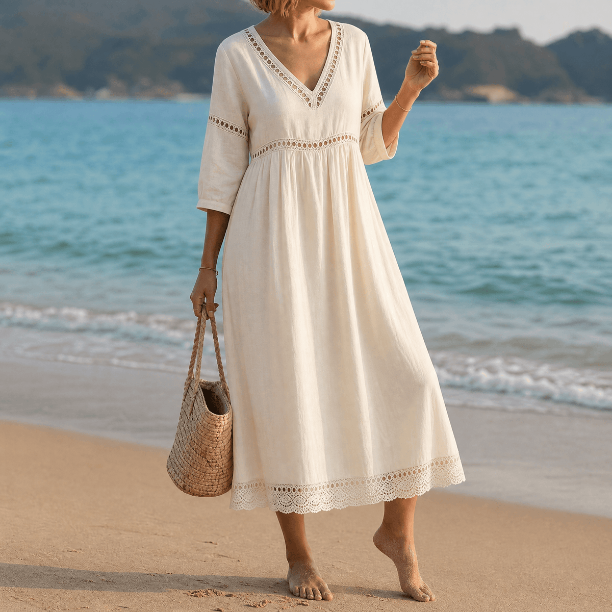 Solmera – Crochet Trim Midi Dress