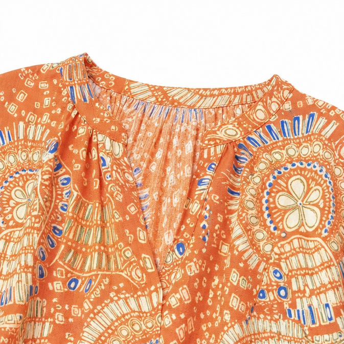 Solvana – Boho V-Neck Dolman Sleeve Top for Women, Floral Print Loose Summer Blouse