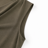 Solvea – Cowl Neck Shift Dress, Sleeveless Mini with Side Pockets