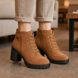 Strovia - Chunky Heel Ankle Boots with Fur Lining